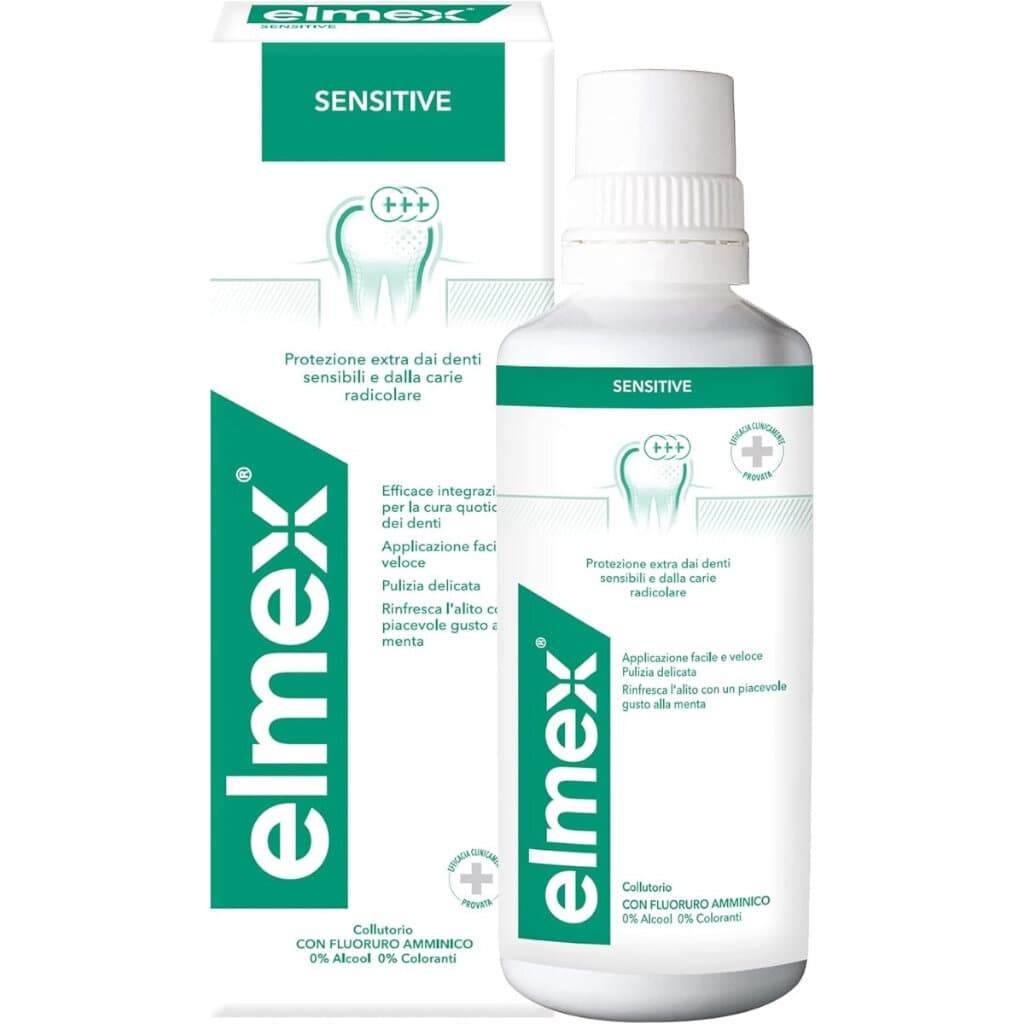 elmex® Sensitive – Вода за уста за чувствителни зъби в удобна опаковка.