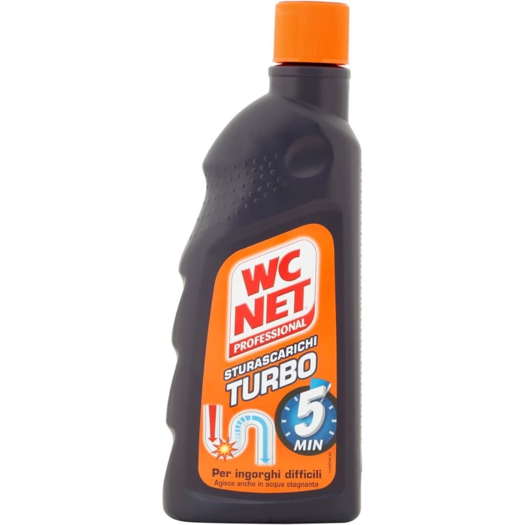 WC Net Sturascarichi Turbo – Препарат за отпушване на канали – Предна част на продукта.